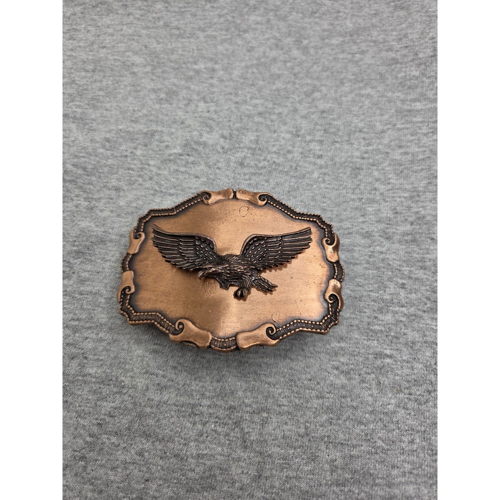 Vintage Winged American Eagle Solid Bronze Scalloped Buckle